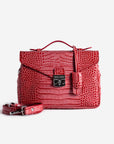 MARLY | Umhängetasche Croco coral pink/silber - frontal