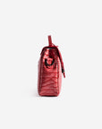 MARLY | Umhängetasche Croco coral pink/silber - seitlich