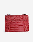 URSY | Umhängetasche Croco coral pink/silber - von hinten