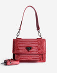 URSY | Umhängetasche Croco coral pink/silber - frontal