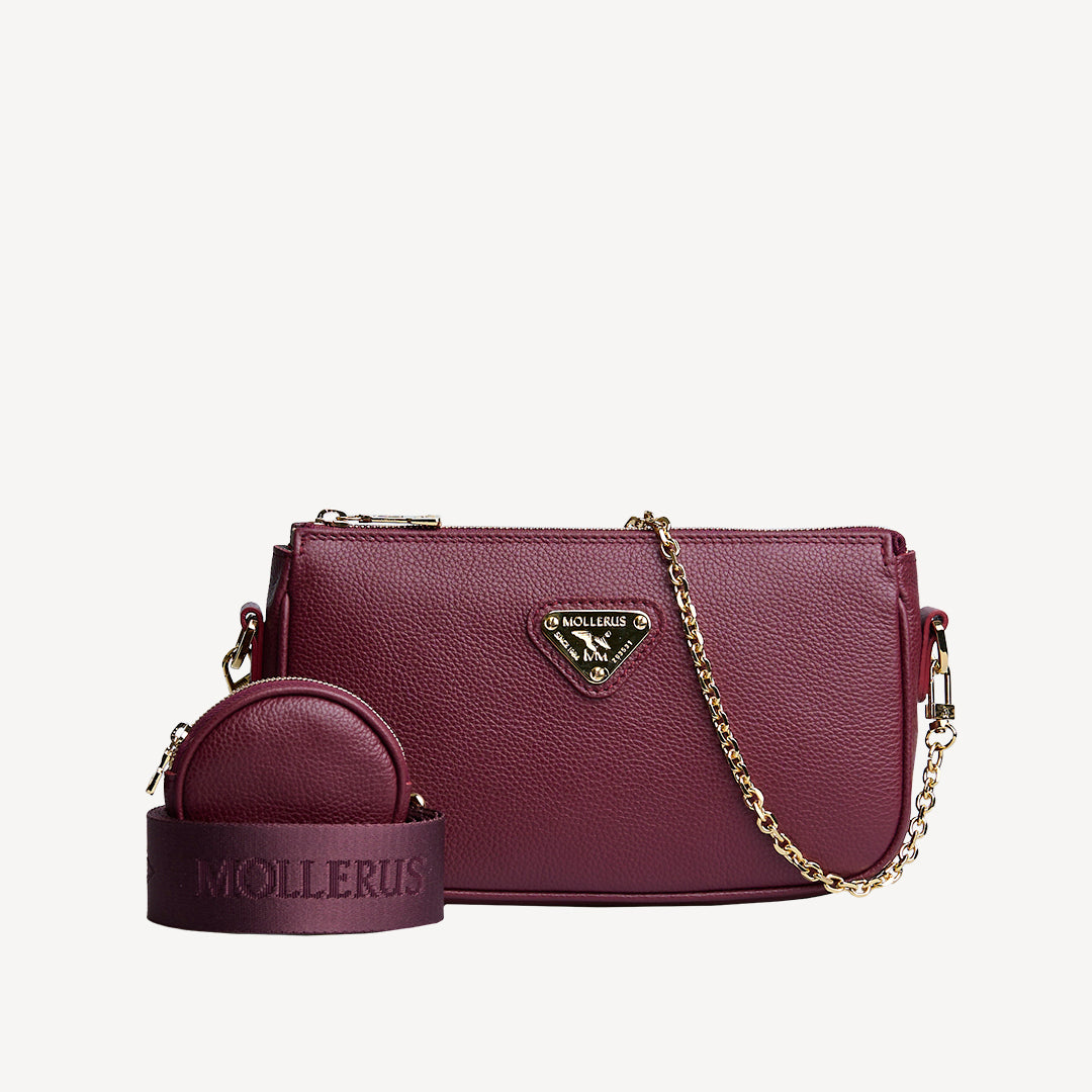 ZELL| Shoulder bag calfskin antique red/gold - Main Image