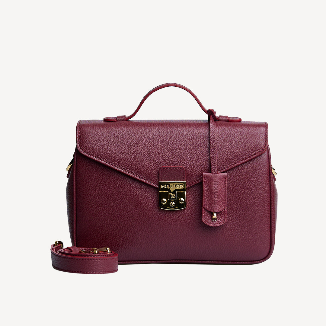 MARLY | Umhängetasche Kalbsleder antik rot/gold - frontal
