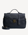 MARLY | Umhängetasche Kalbsleder schwarz/gold - frontal
