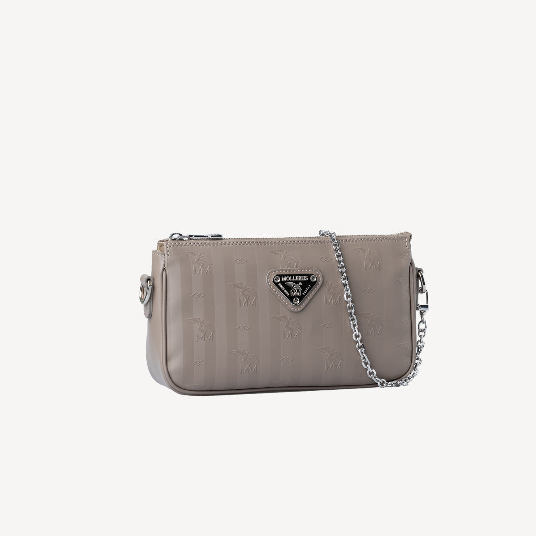 ZELL | Umhängetasche taupe grau/silber - seitlich