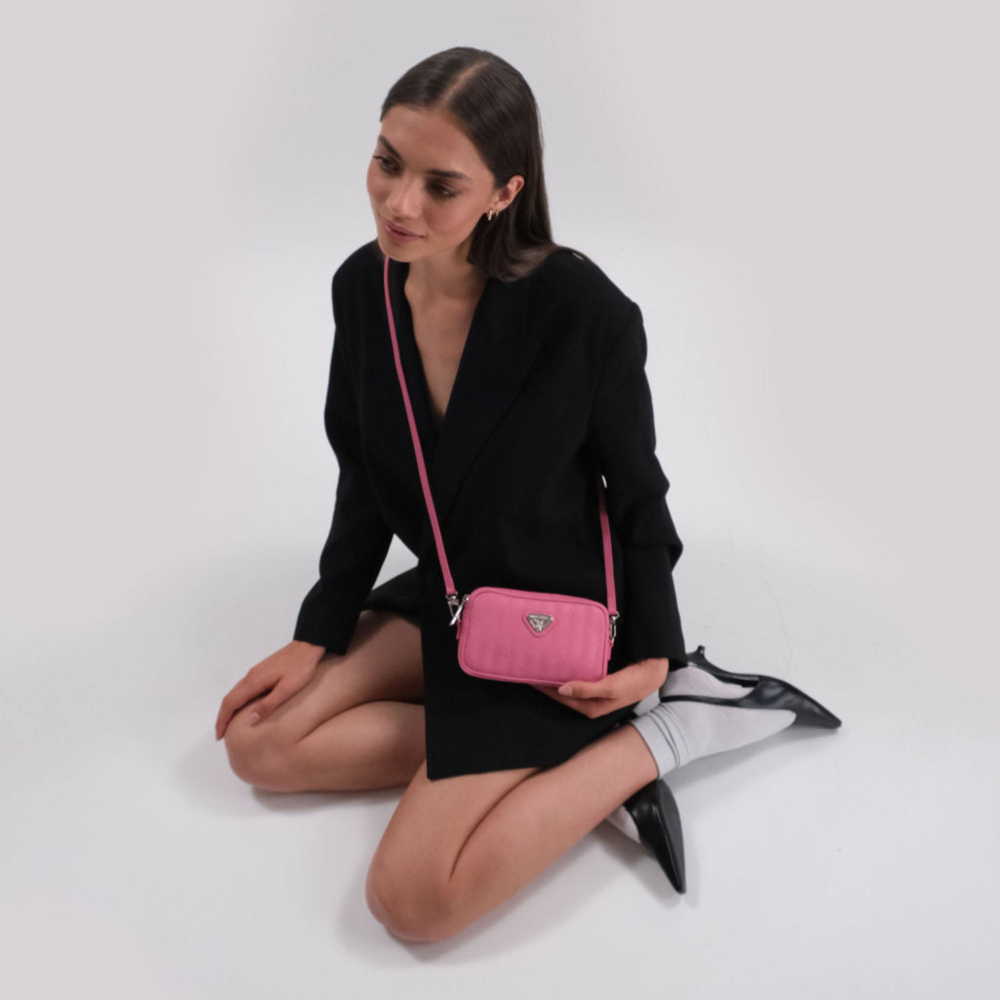 RIVAZ | Sac bandoulière rose bulle/argent