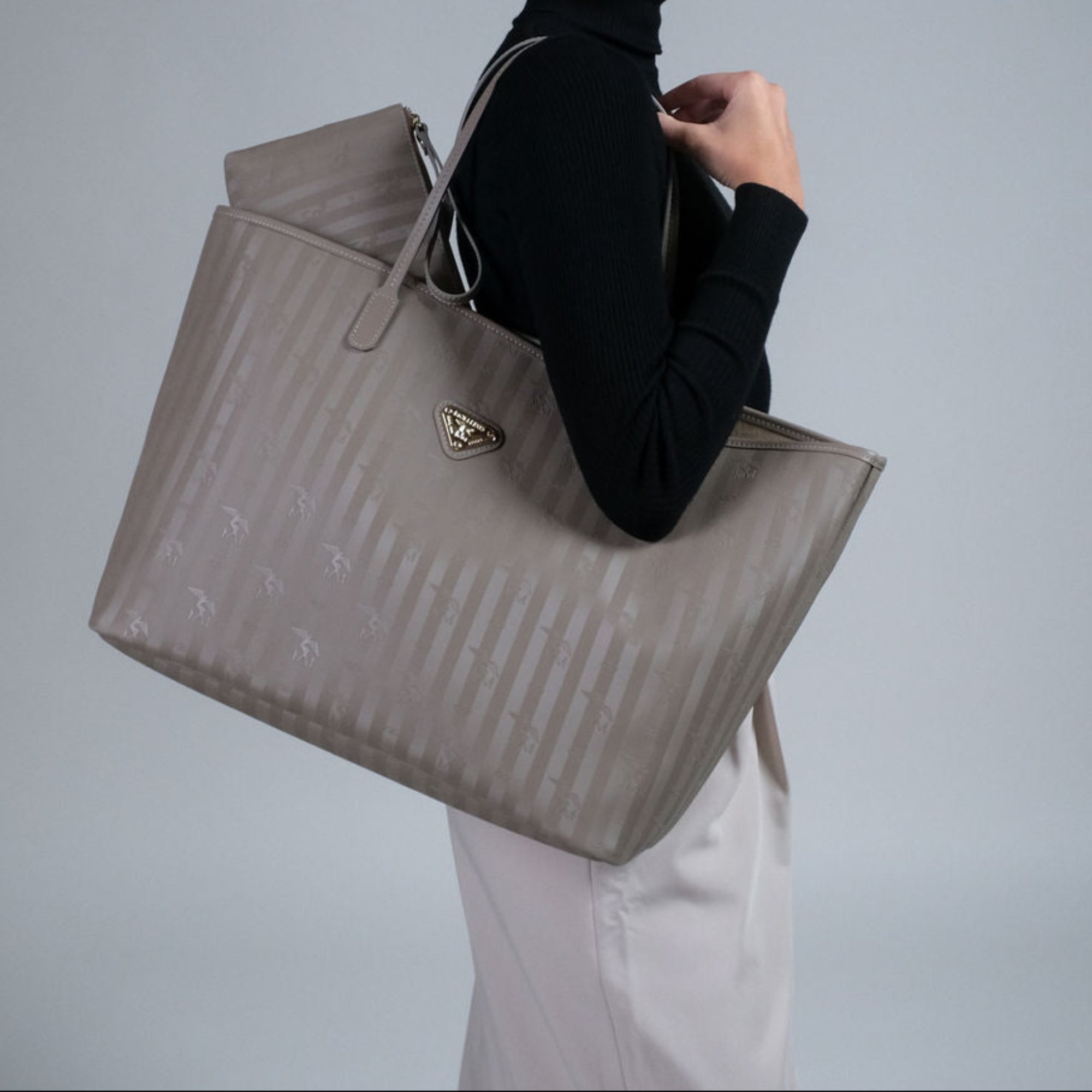 ZUERICH | Shopper taupe gris/or