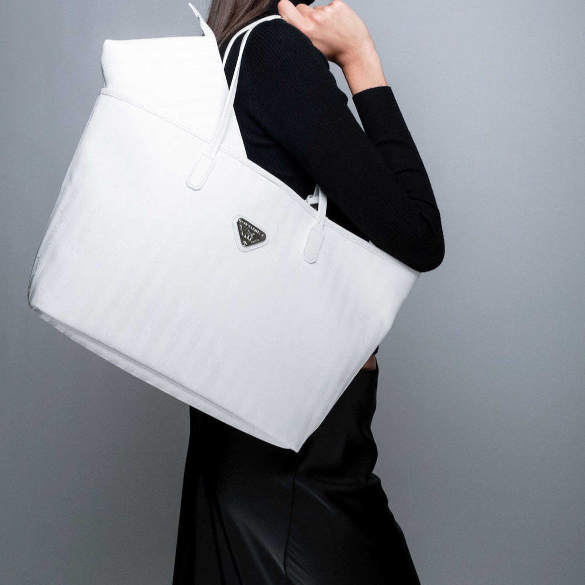 BERNE | Sac cabas blanc neige/argent
