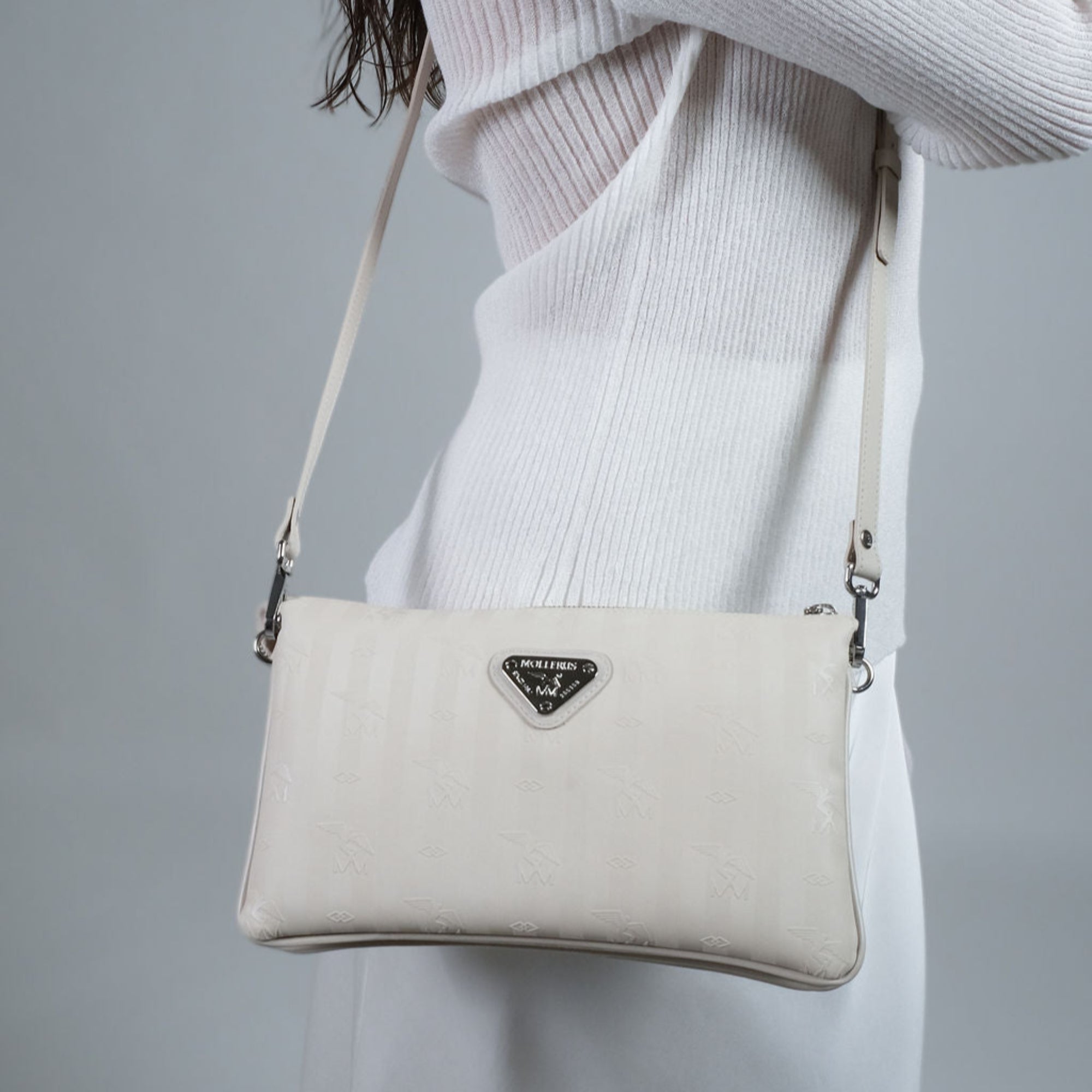 GLAND | Sac bandoulière perle/argent
