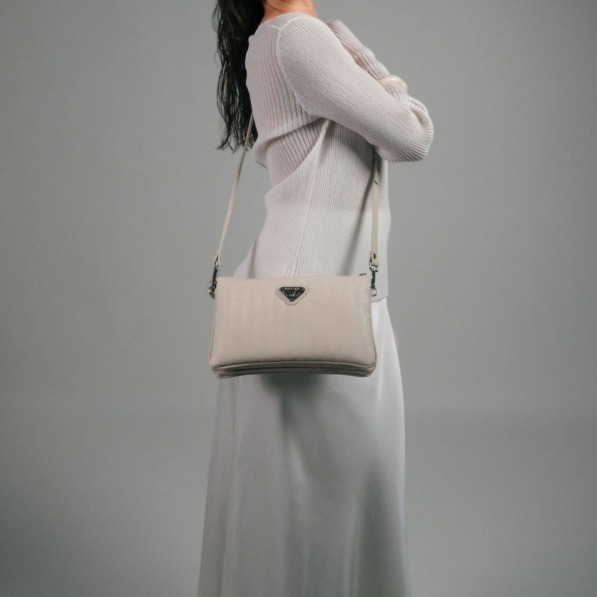 GLAND | Sac bandoulière perle/argent