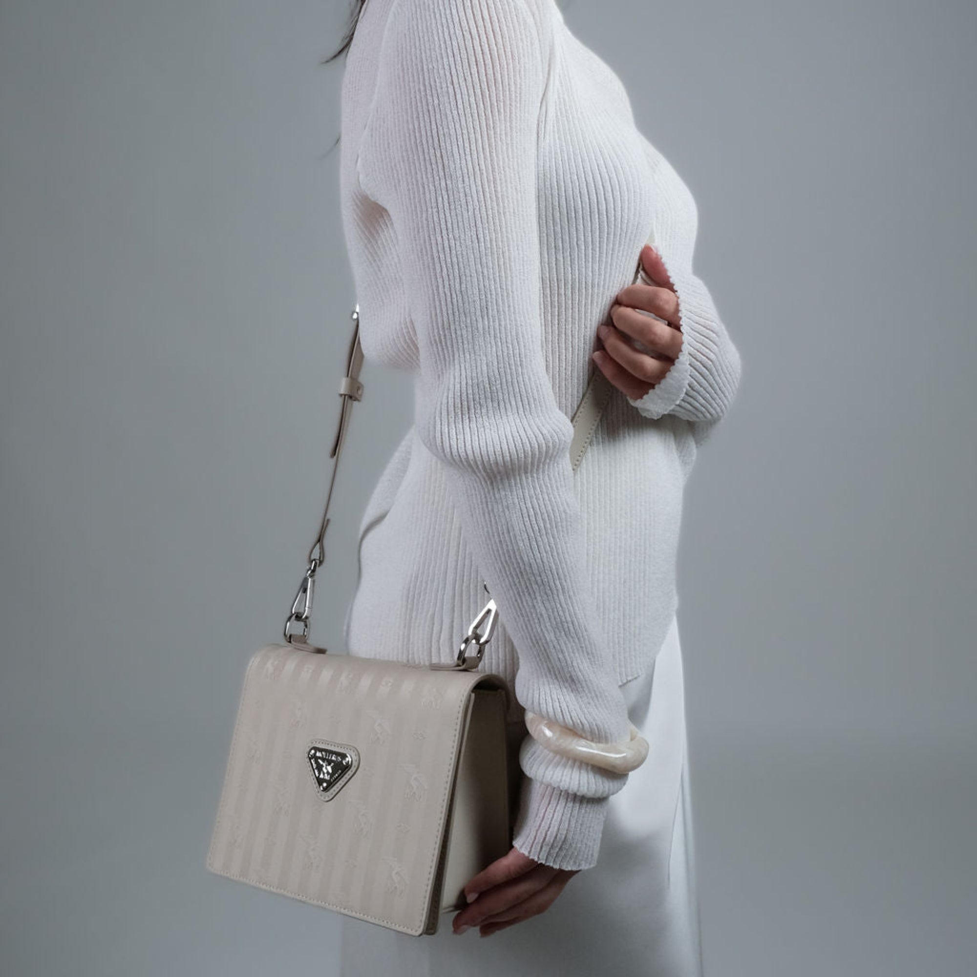 MELIDE | Sac à bandoulière pearl blanc/argenté