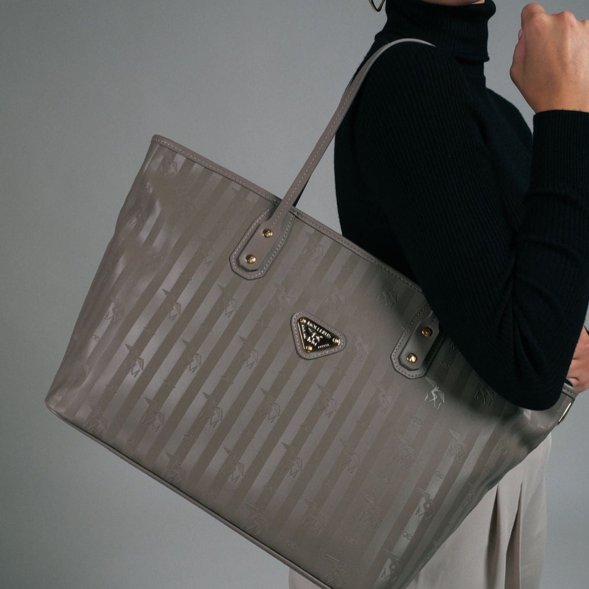 WINTERTHUR | Sac cabas zippé, taupe/doré