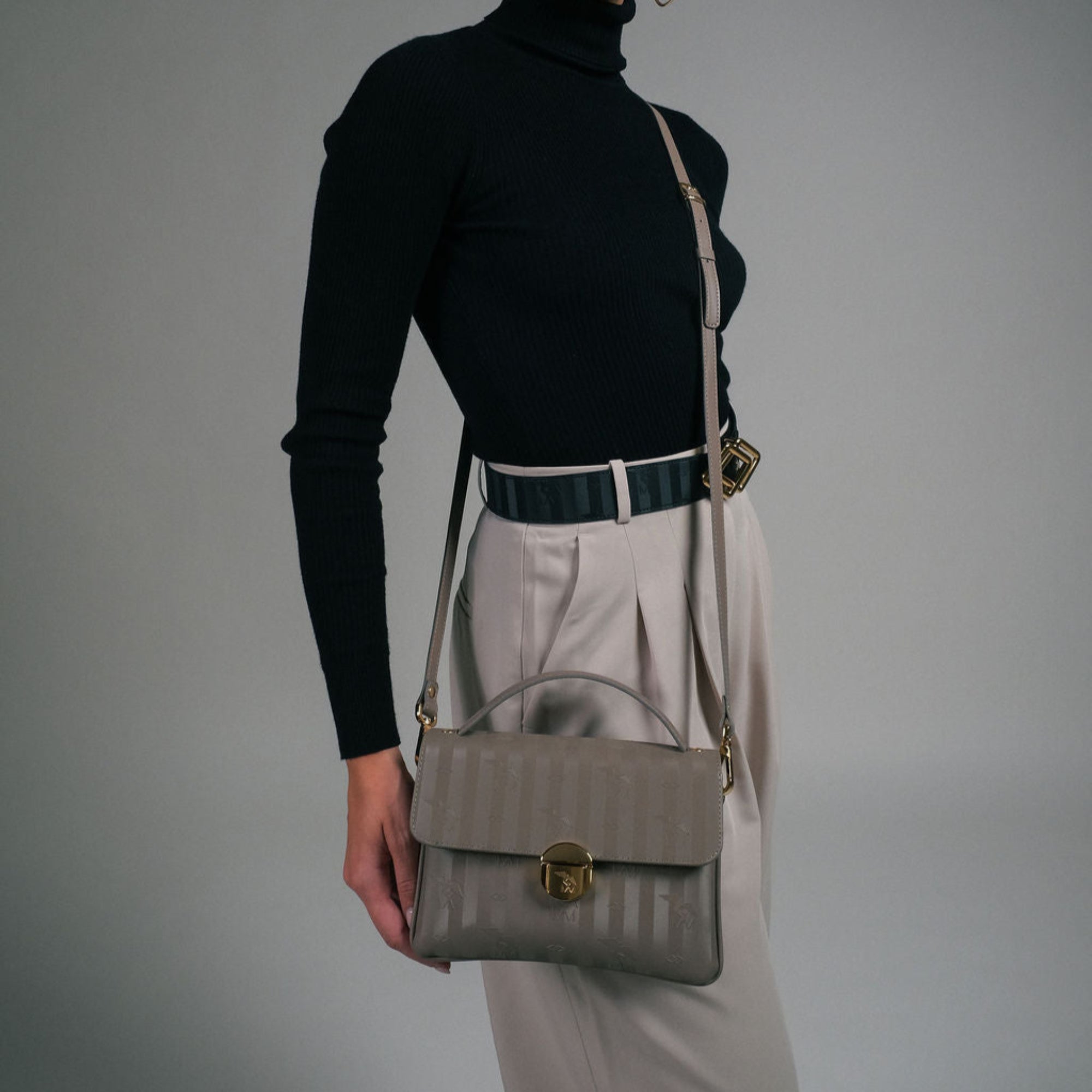 SIGNAU | Sac bandoulière taupe/doré