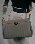 FLUMS | Umhängetasche taupe grau/gold - on body