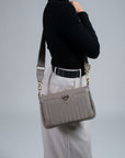 FLUMS | Umhängetasche taupe grau/gold - on body