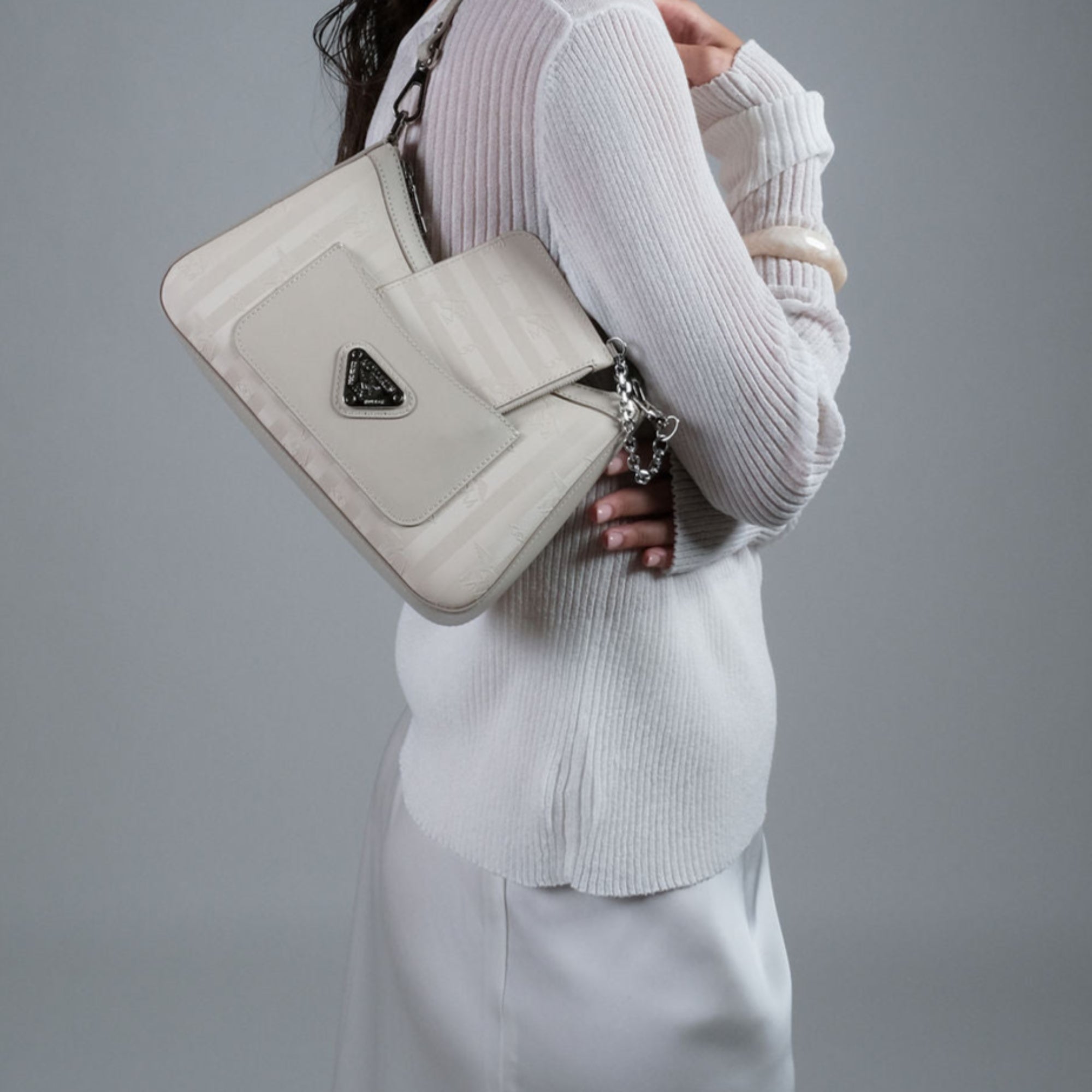 CASTIEL | Sac bandoulière perle/argent
