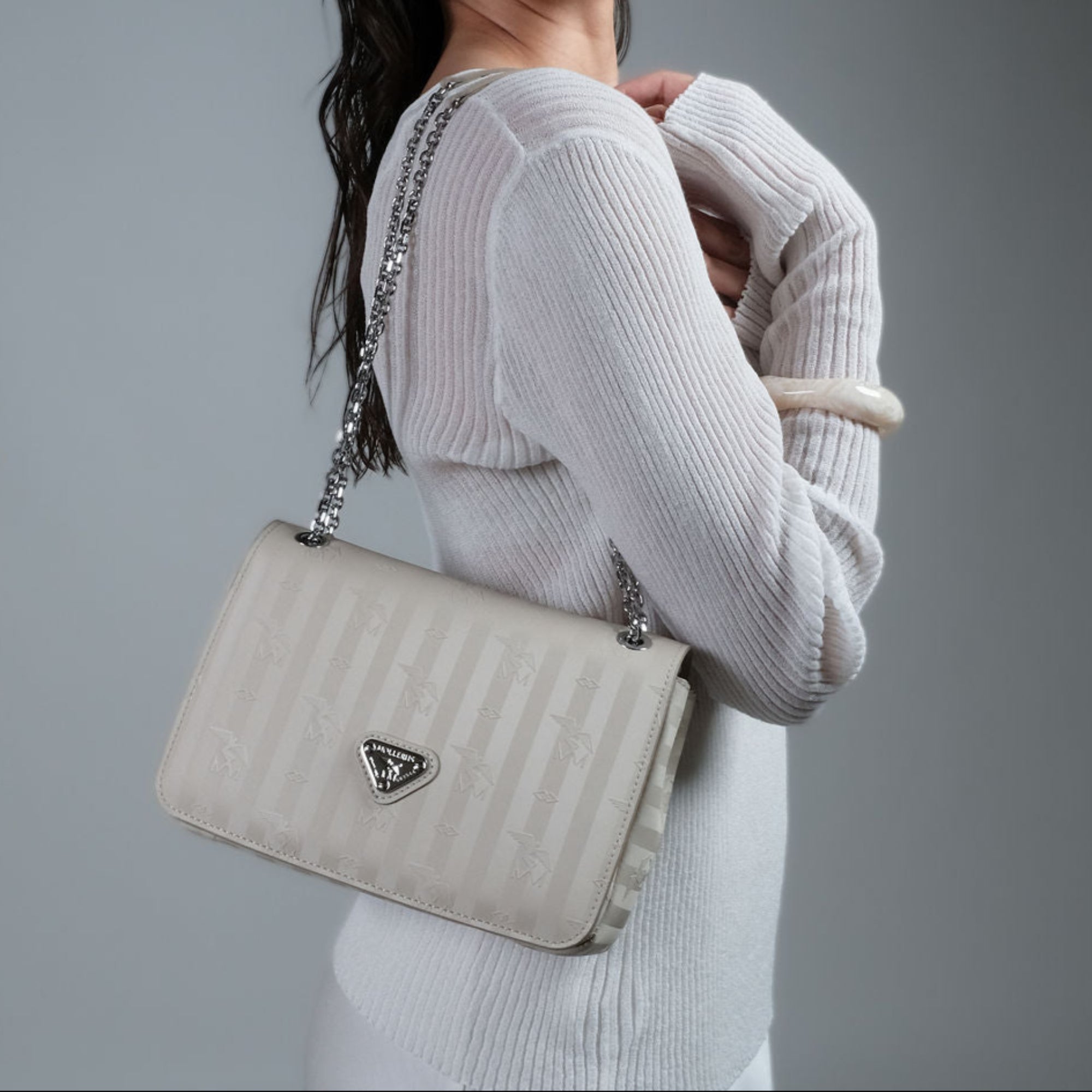 GOLDACH | Sac bandoulière perle/argent