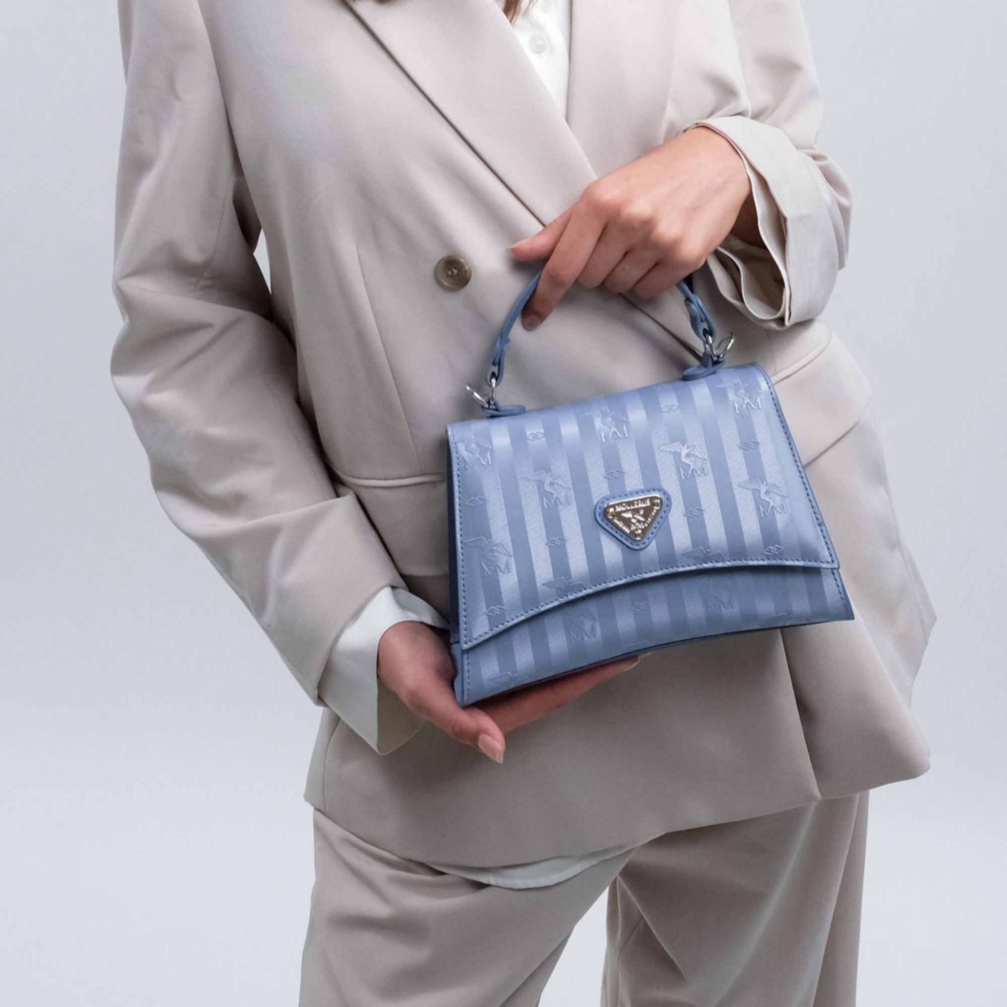 ROMONT | Sac bandoulière métallisé argent/ciel