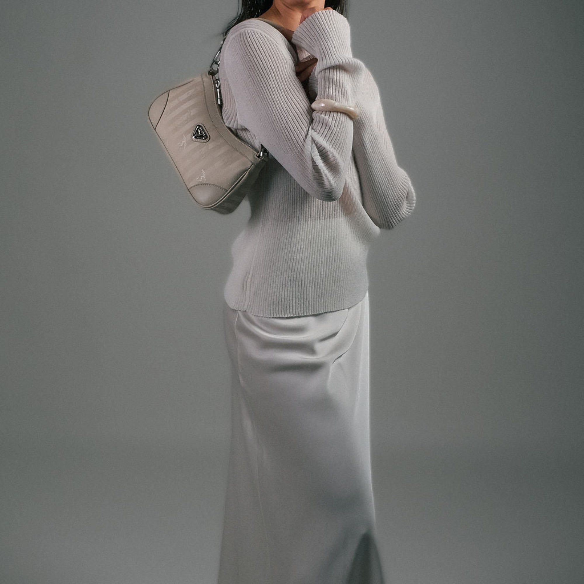 MOIRY | Sac bandoulière perle/argent