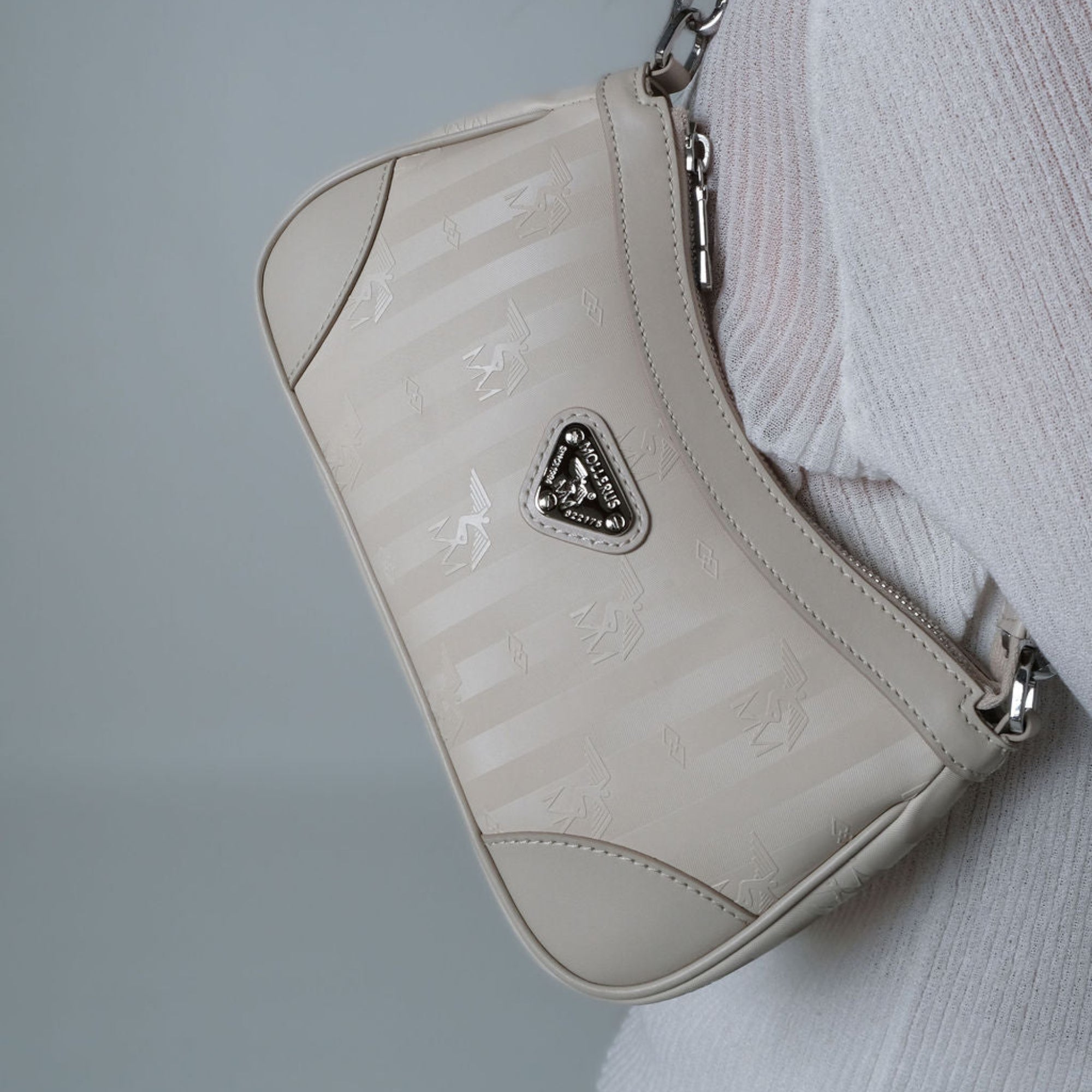 MOIRY | Sac bandoulière perle/argent