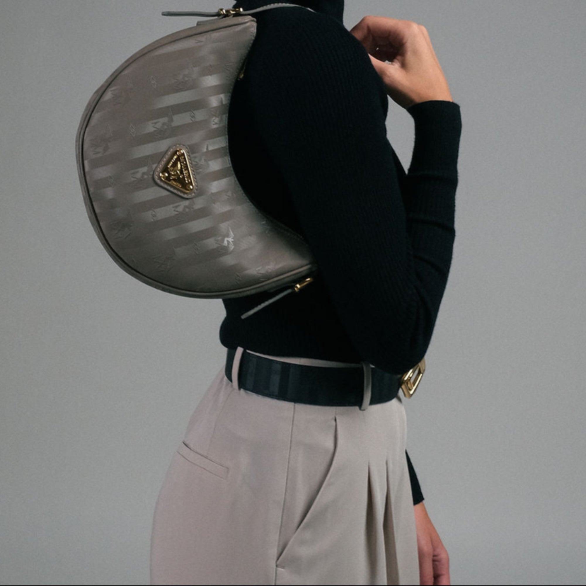 EMMEN | Sac bandoulière taupe/doré