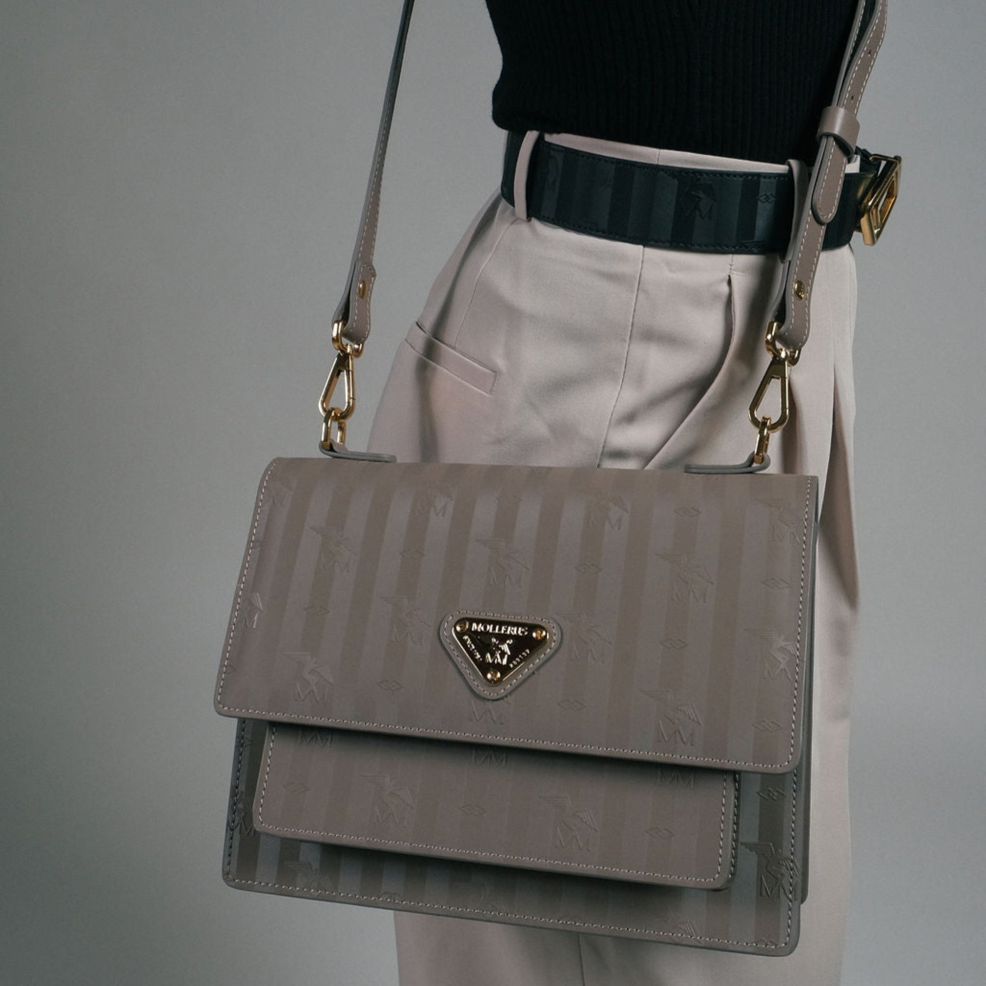 FEY | Sac bandoulière taupe/doré