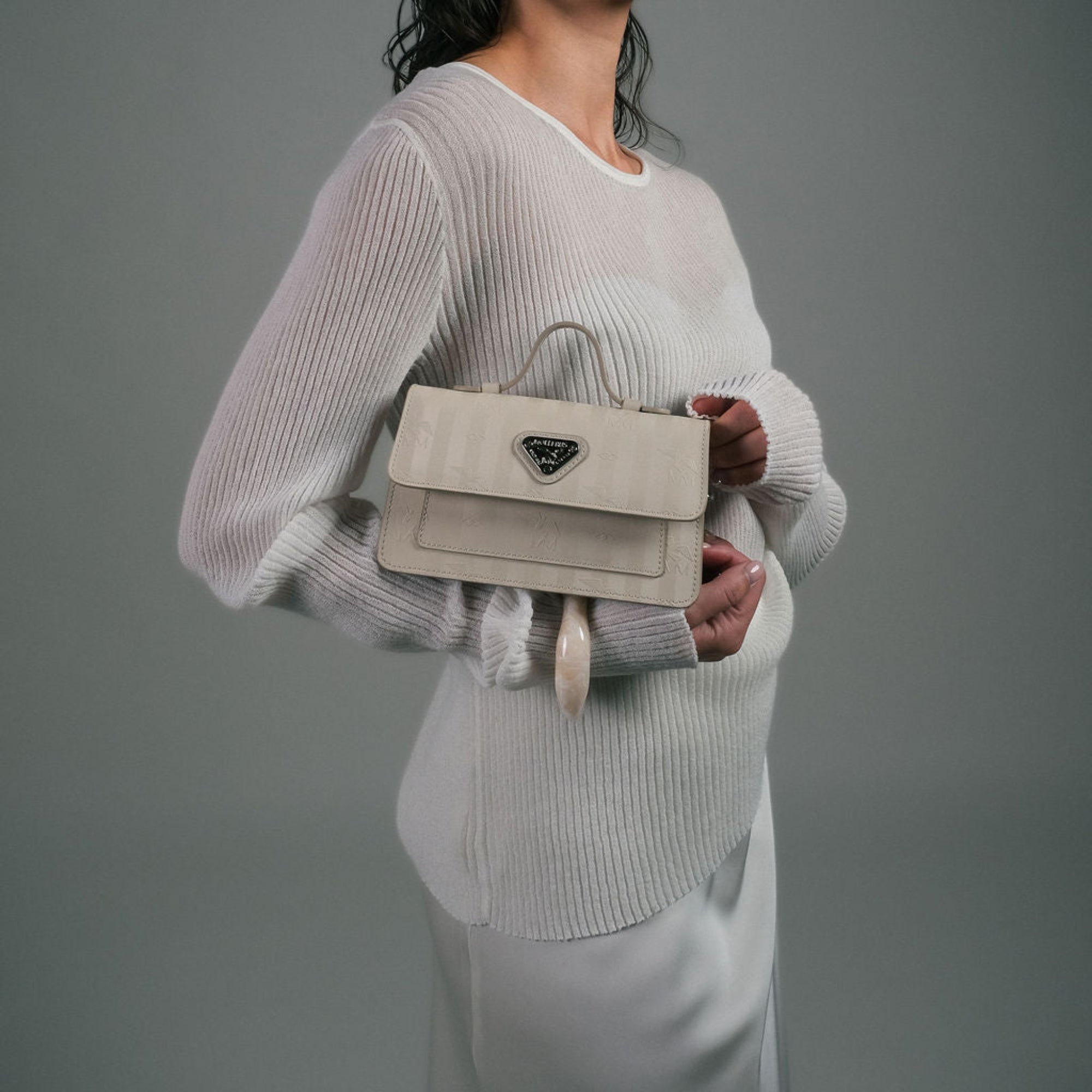 ŒUF | Sac bandoulière perle/argent