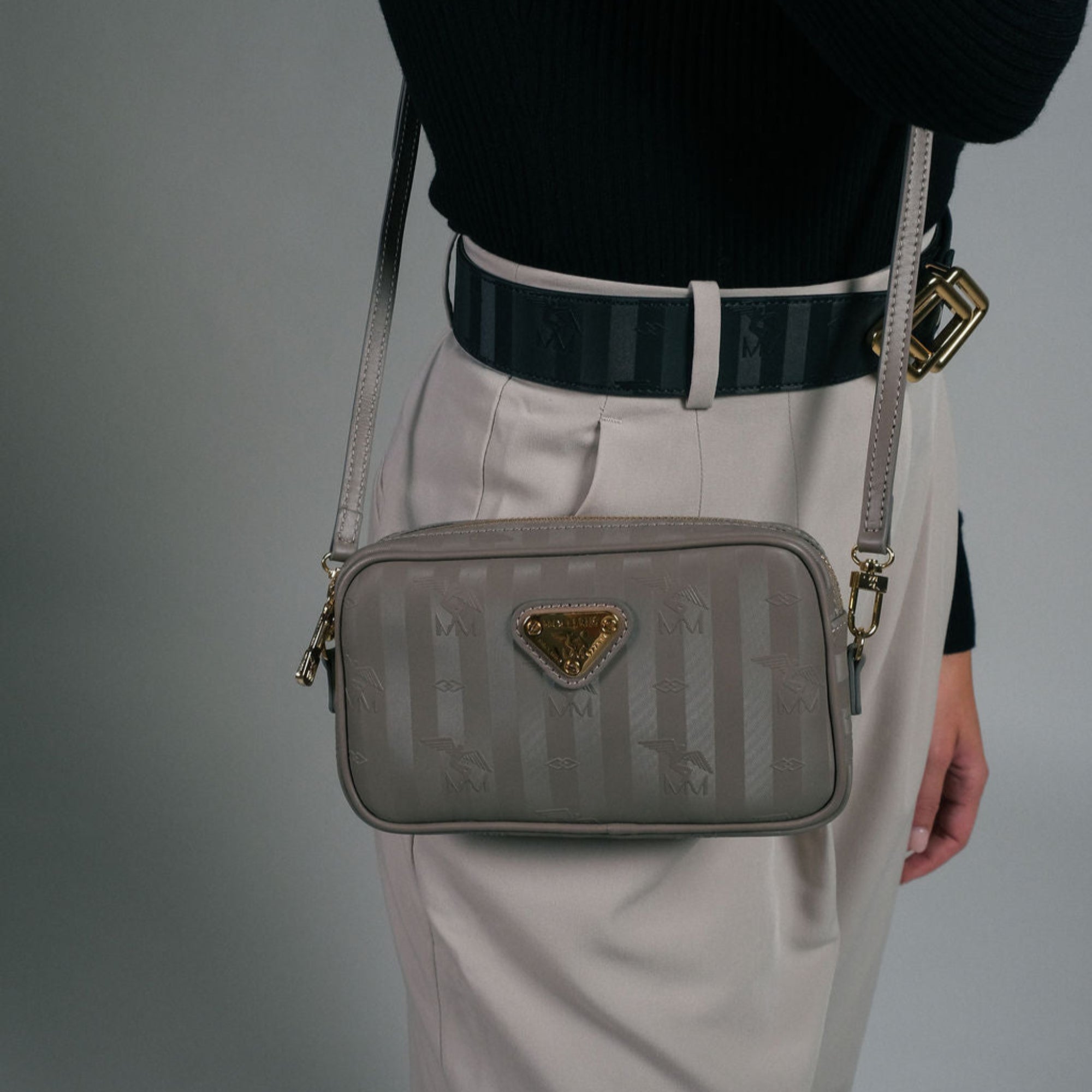 RIVAZ | Sac bandoulière taupe/doré