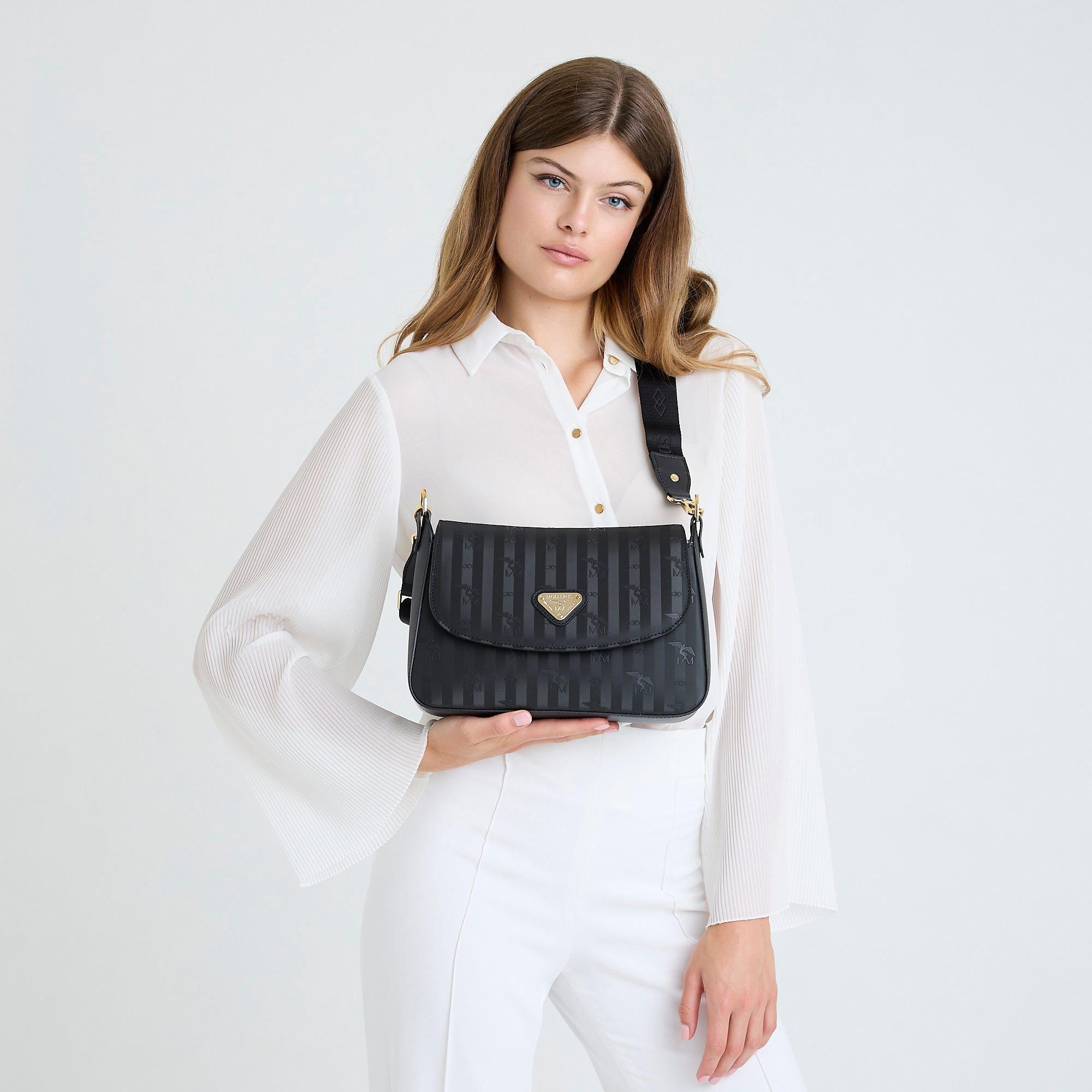 MONNAZ | Sac bandoulière classique, noir/doré