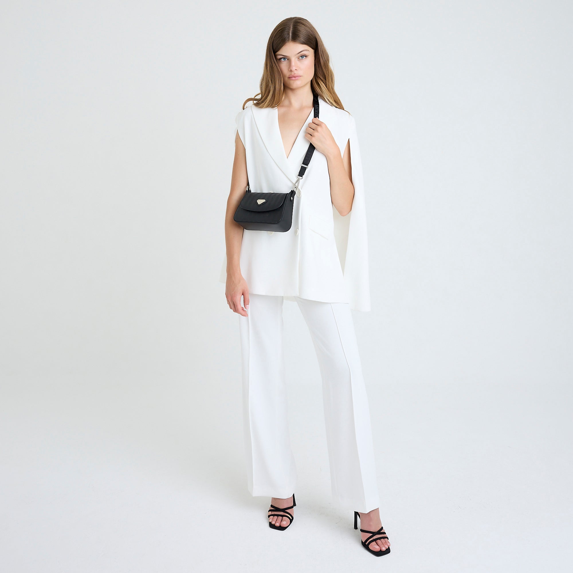 PIZY | Sac bandoulière classique, noir/argent
