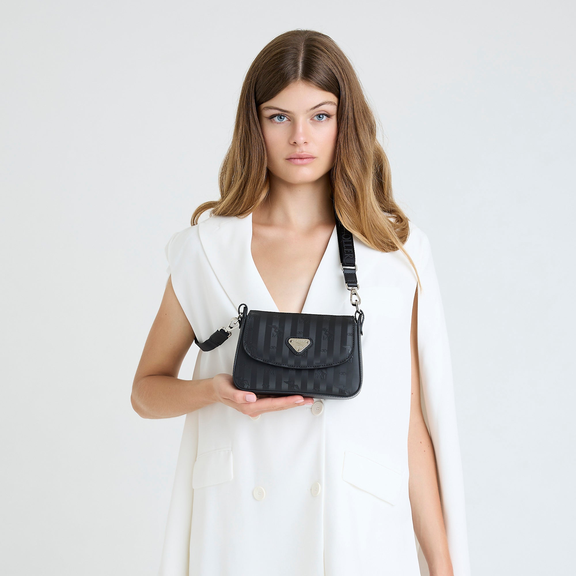PIZY | Sac bandoulière classique, noir/argent