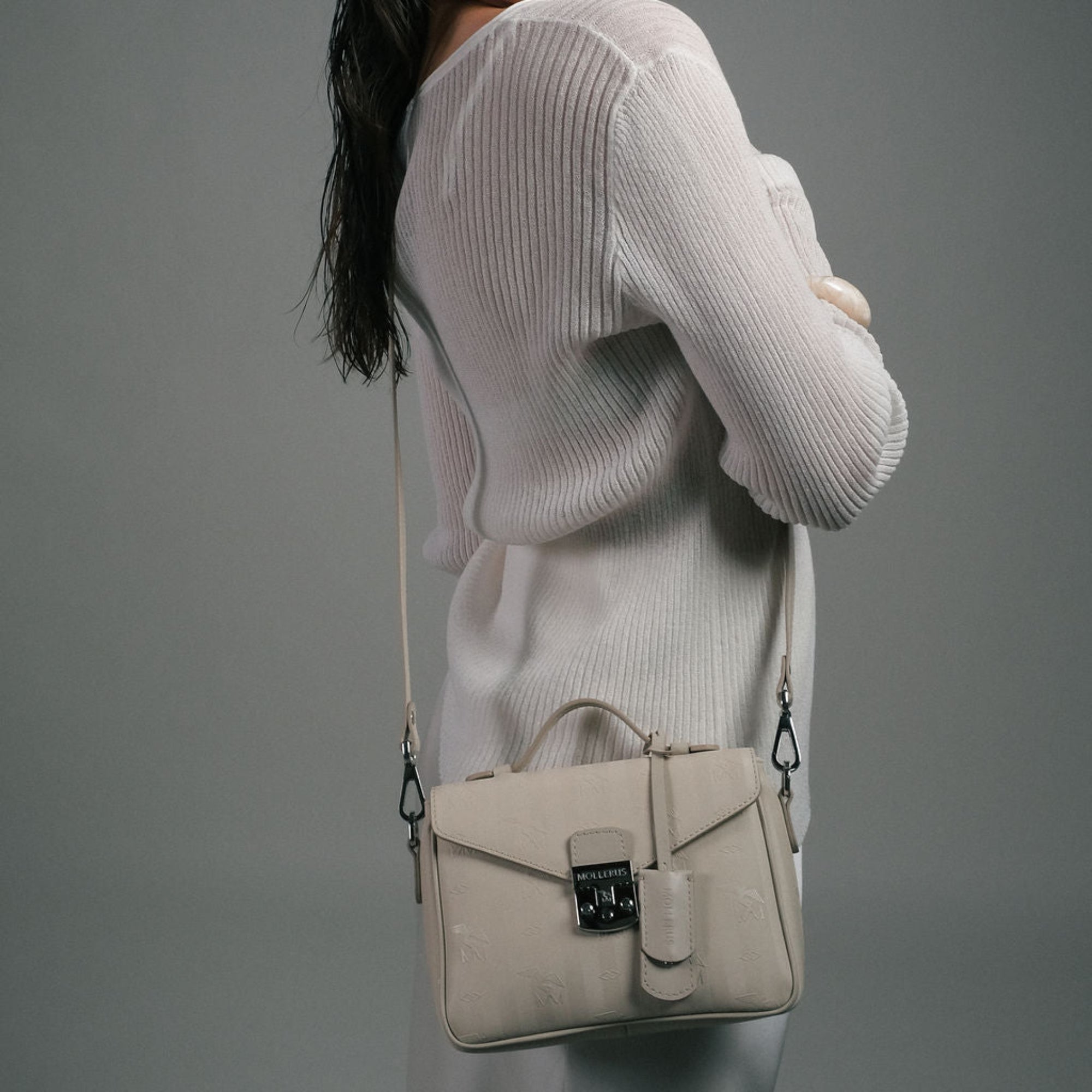 MEYRIN | Sac bandoulière perle/argent