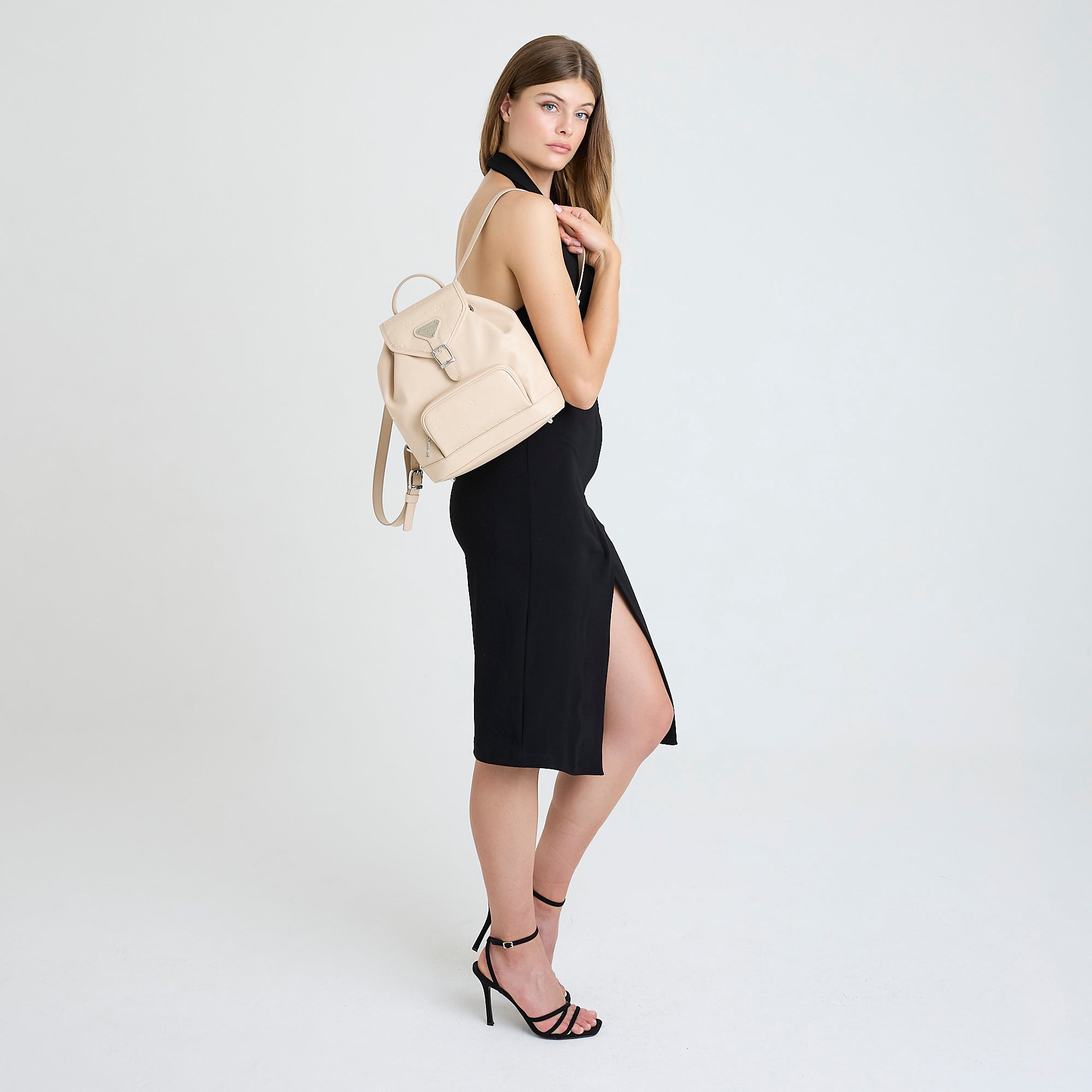 BRUGG | Stampato sac à dos vanille beige/argent