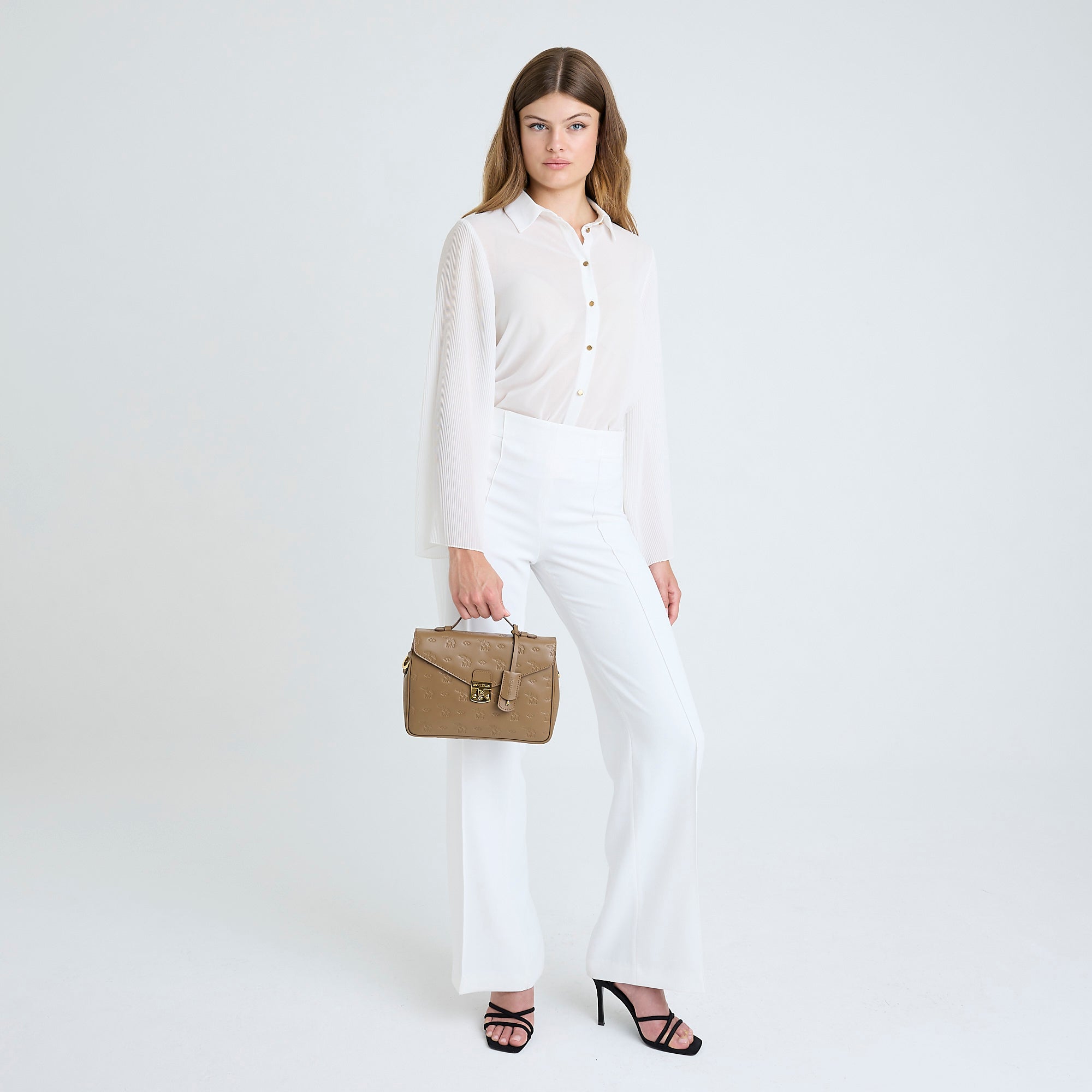 MARLY | Umhängetasche stampato moos braun/gold - FULL BODY
