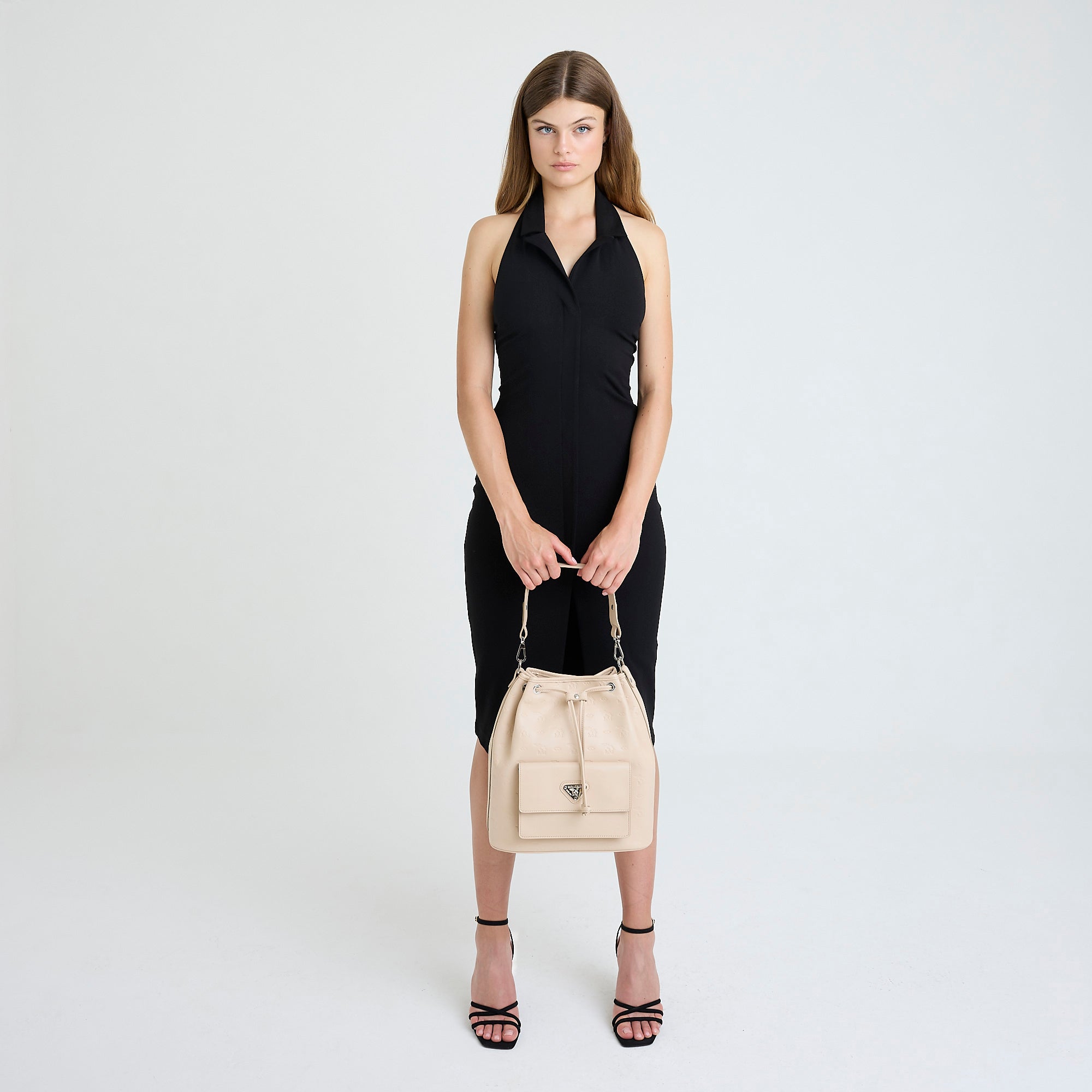 NYON | Pochette Stampato vanille beige/argent