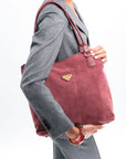 INDIAN SUMMER | Shopper Velours antique rot/gold - on body