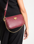 ZELL| Umhängetasche Kalbsleder antik rot/gold - on body
