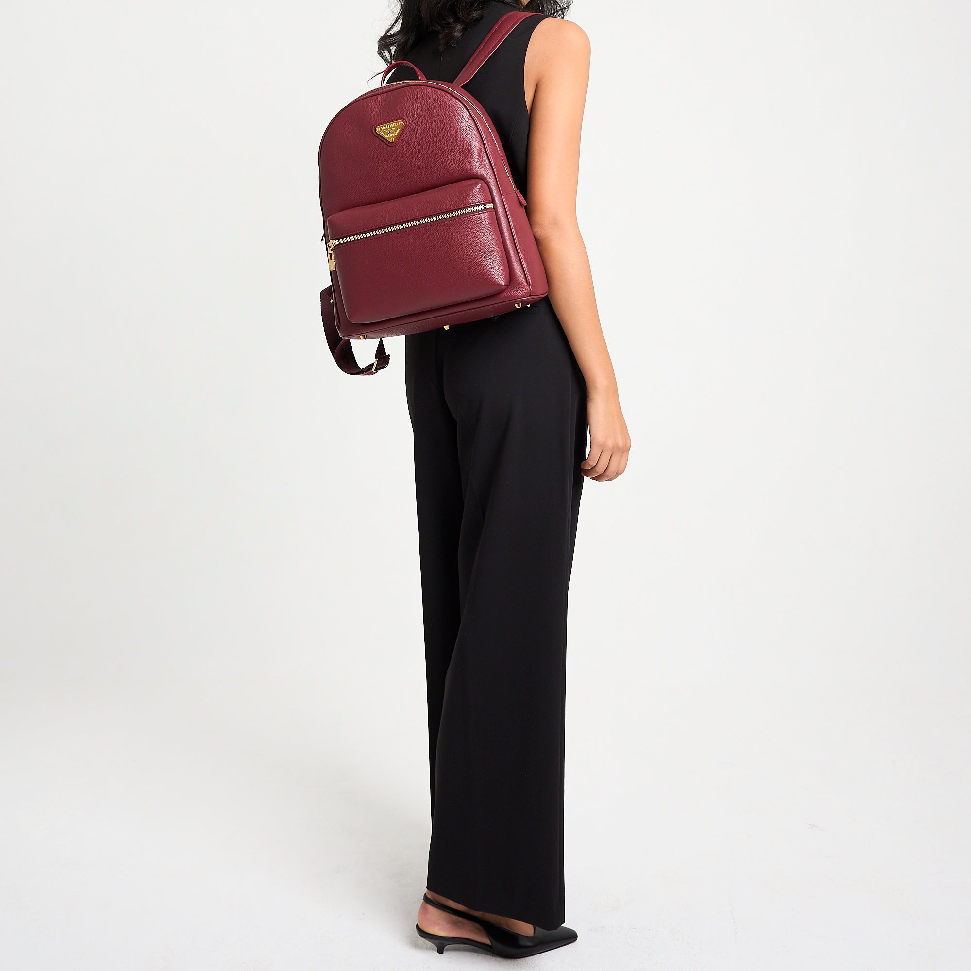 GLARUS | Rucksack Kalbsleder antik rot/gold - on body