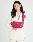 ANDEER | Clutch Croco Blush Pink/Silber ON BODY