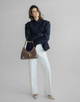 GSTAAD | Schultertasche Wildleder braun/gold - full body