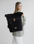 SOLOTHURN | Rucksack Nylon classic schwarz/gold - close up