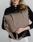 VALLON | Shopper taupe grau/gold - detail
