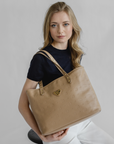 WINTERTHUR | Shopper mit Reissverschluss Stampato cappuccino/gold - detail