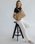 WINTERTHUR | Shopper mit Reissverschluss Stampato cappuccino/gold - frontal
