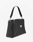 NODS | Schultertasche classic schwarz/silber - SEITLICH