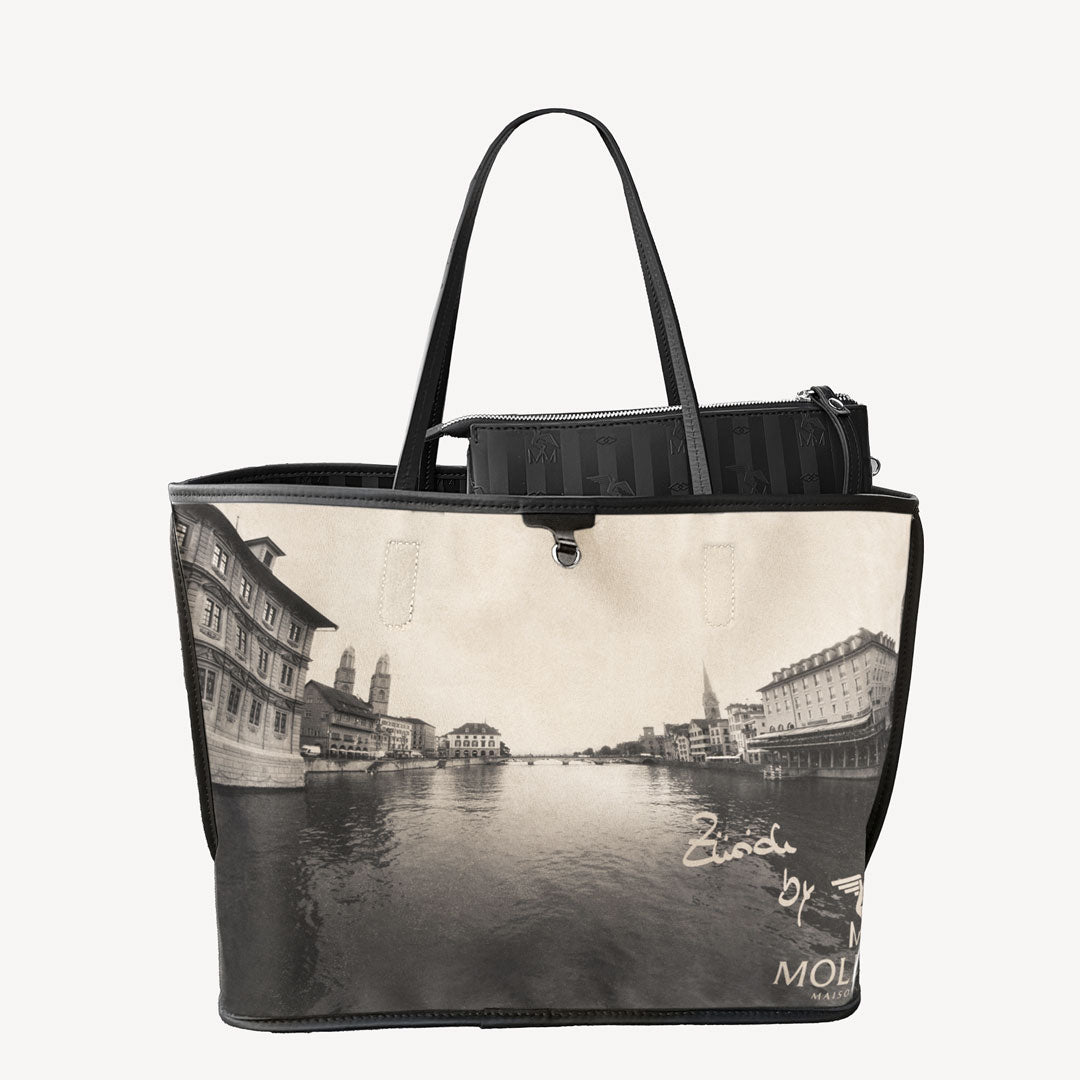 ZUERICH | Shopper city classic schwarz/gold von vorne