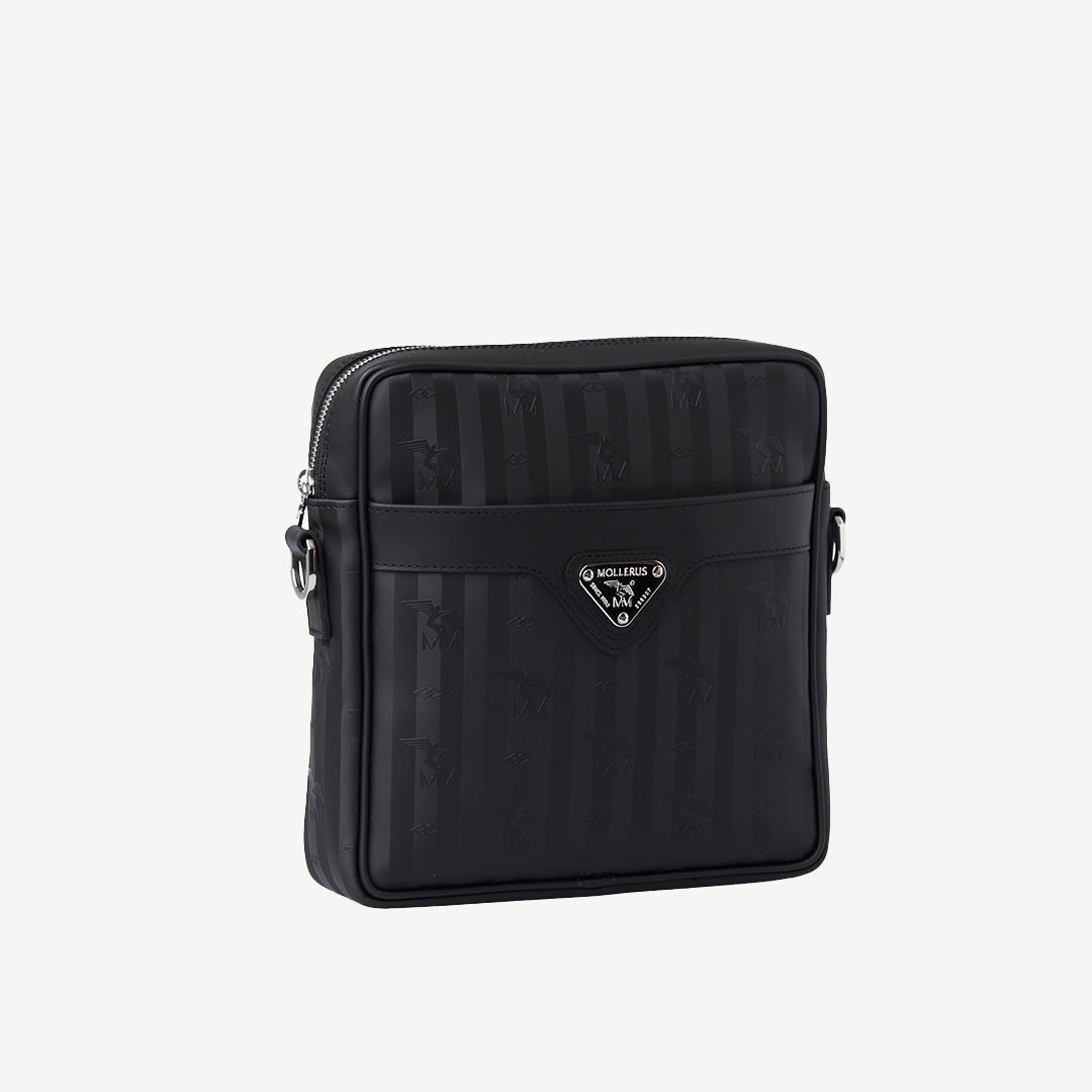 CRESSIER | Schultertasche classic schwarz/silber - SEITLICH