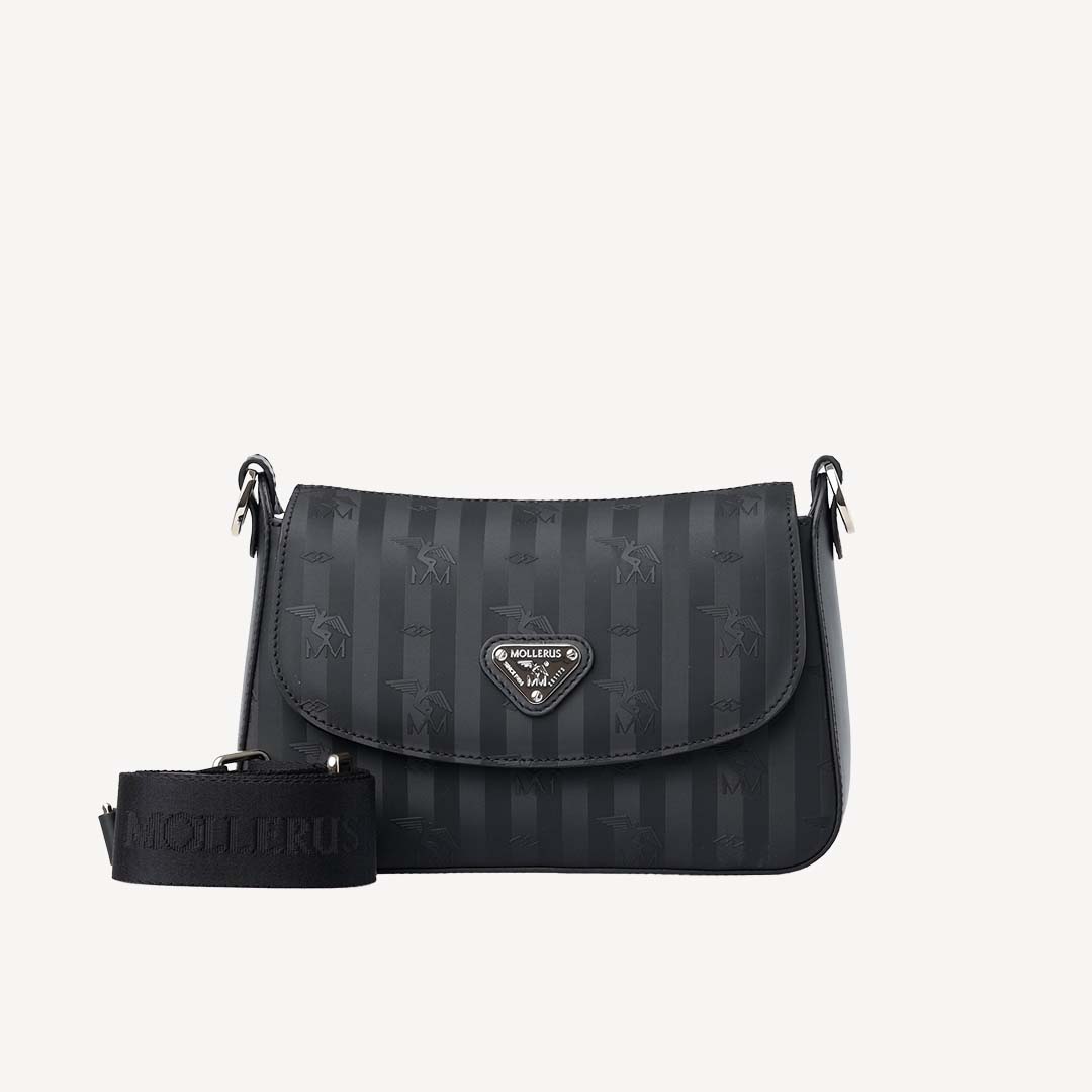 NOVILLE | Sac bandoulière classique, noir/argent