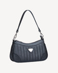 MOIRY | Schultertasche classic schwarz/silber - SEITLICH