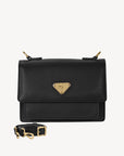 URSY | Umhängetasche Kalbsleder schwarz/gold - frontal