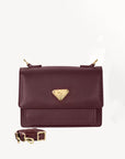 URSY | Umhängetasche Kalbsleder antik rot/gold - frontal